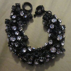 J.Crew black cluster CHA CHA bracelet with rhinestones PARTY!